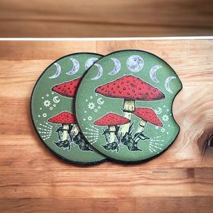 Mushroom Moon Phases Car Coaster 2 Pack